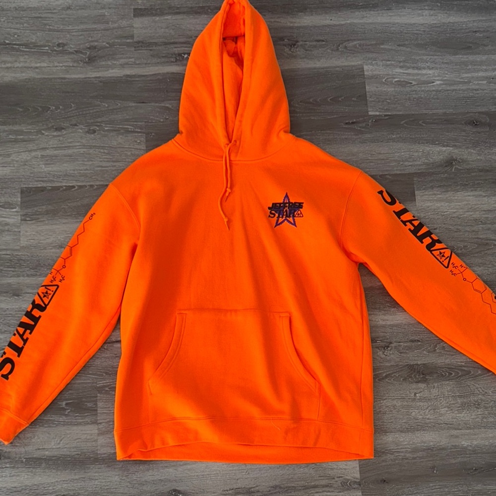Jeffree Star Orange Hoodie with Bold Graphics